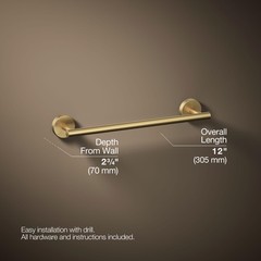 Kohler 27288-2Mb Elate 12 Towel Bar Vibrant Brushed Moderne Brass