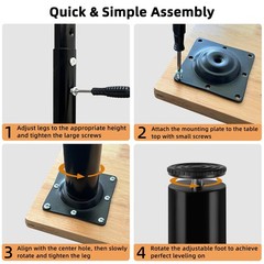 Qlly Adjustable Round Desk Leg 24-40 Inch 60-100Cm Home Office Diy Metal Table
