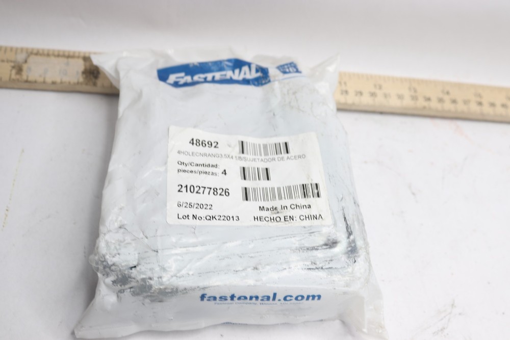 (4-Pk) Fastenal 4-Hole 3-Way Corner Angle 90 Degree Zinc Plated 48692