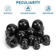 88pcs Black Metric Kits Acorn Cap Nuts, 304 (18-8) Stainless Steel M3 M4 M5 M…