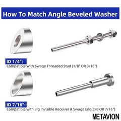 Metavion 10 Pack 7/16″ ID Angle Beveled WasherT316 Stainless Steel, 2535 Degr…