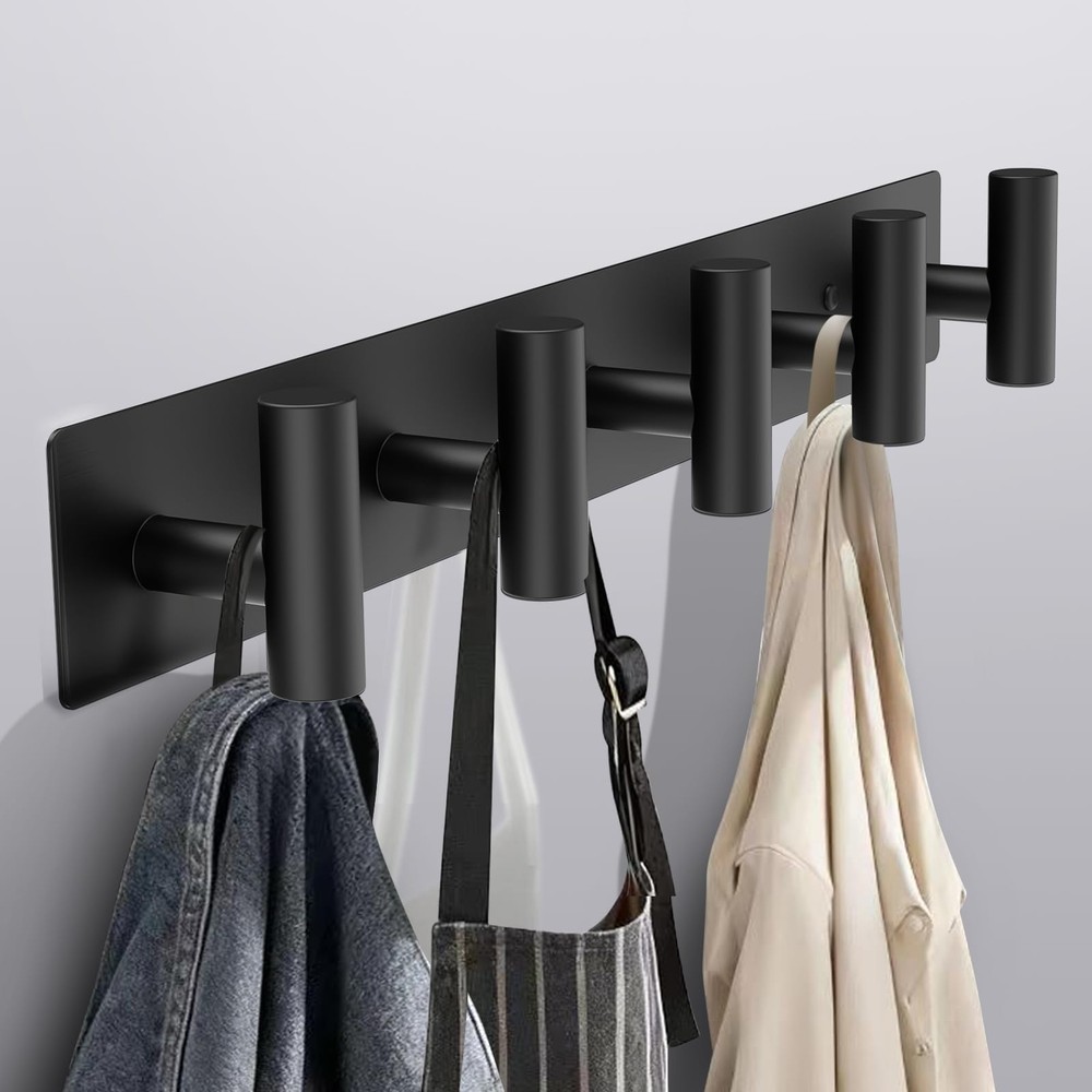 Bntuk Coat Rack Wall Mount – 5 Coat Hooks Towel Racks For Bathroom Robes Bags
