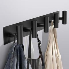 Bntuk Coat Rack Wall Mount – 5 Coat Hooks Towel Racks For Bathroom Robes Bags