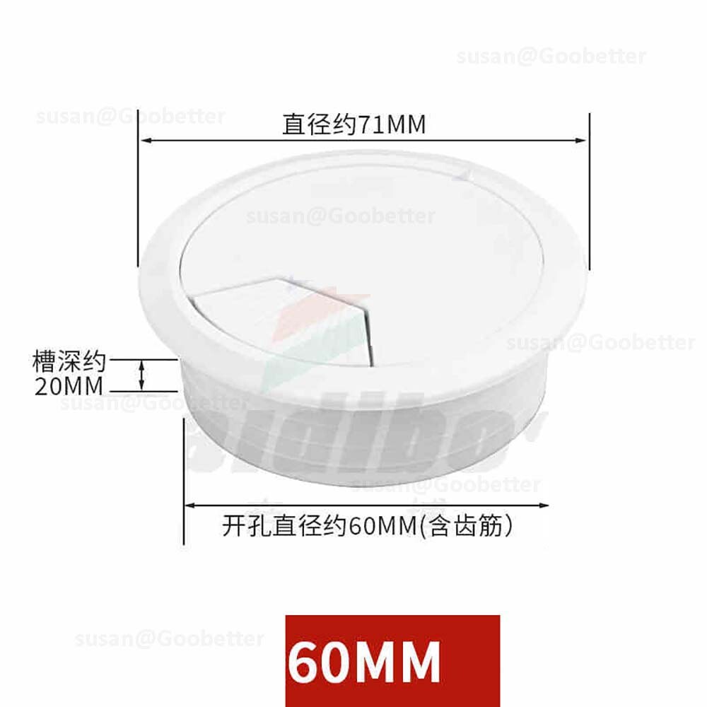 60mm Computer Desk Table Grommet Cable Tidy, Port Outlet Wire Hole Surface Cover