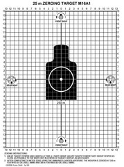 M16A1 25 Meter Zeroing Target On EZ Peel Notepad White,50 Pack