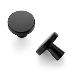 JOY DECOR 5 Pack Kitchen Cabinet Knobs Solid Drawer Single Hole, Matte Black