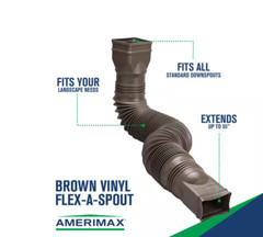 Expandable Flex Drain Downspout Extension 25-55″ Rain Pipe Spout Gutter, Brown