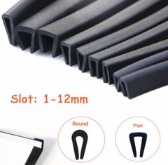 Edging Protection Frame Profile Rubber Trim Seal Flat Round U Shaped Slot 1-12mm