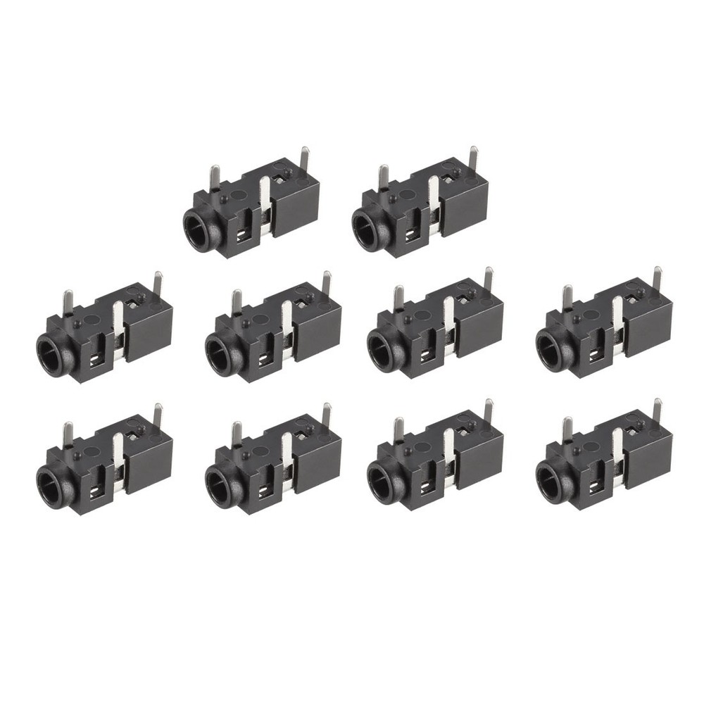 PCB Mount 2.5mm 3 Pin Video Connector PJ208 Black 10pcs