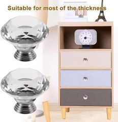Mtsooning 2PCS Crystal Knobs Diamond Shaped Handles Clear Glass 2 Pcs,