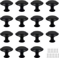 Biaungdo 15 Pack 1Inch Flat Black Kitchen Cabinet Knobs Drawer Dresser