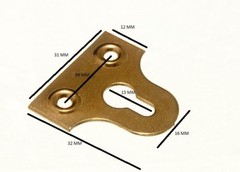 Picture Mirror Hanging Glass Plate Brass Plated Slotted 32mm Pack 200