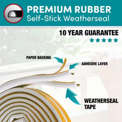 5/16 In. X 1/4 In. X 17 Ft. White D-Center EPDM Medium Gap Weatherseal Tape