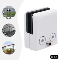 8PCS Adjustable White Stainless Steel Glass Clamps for 8-10mm Glass