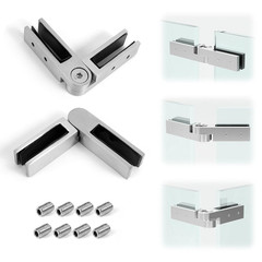 2Pack Adjustable Glass to Glass Clamp 90-180-270 Degree Railing Clamp Fit for 3/