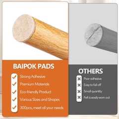 Baipok Furniture Pads 300 Pack Premium Furniture Felt Pads Beige Huge Quantity