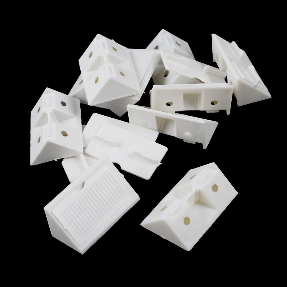10 Pcs Chair Door Cabinet Plastic Right Angle Brackets Corner Braces White