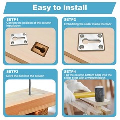 Heavy Duty Rectangular Newel Post Mounting Kit, Stair Handrail Anchor Fastene…