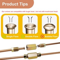 4 Sets of 3/16” Brake Line Tubing Unions (Connectors) with 8 Nuts (3/8 