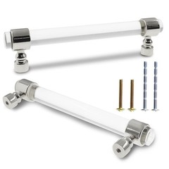 Cionyce 2 Pack Acrylic Drawer Pulls 5.94″ Overall Length, 2 Pack, Silver
