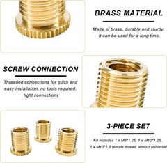 Thread Adapters for Shift Knobs, M8 x 1.25 / M10 x 1.25 / M10 x 1.5 Brass, Unive
