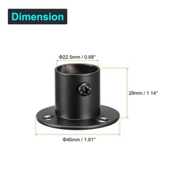 0.88” Dia Stainless Steel Pole Socket Rod Holder Support with Screws, 4Pcs
