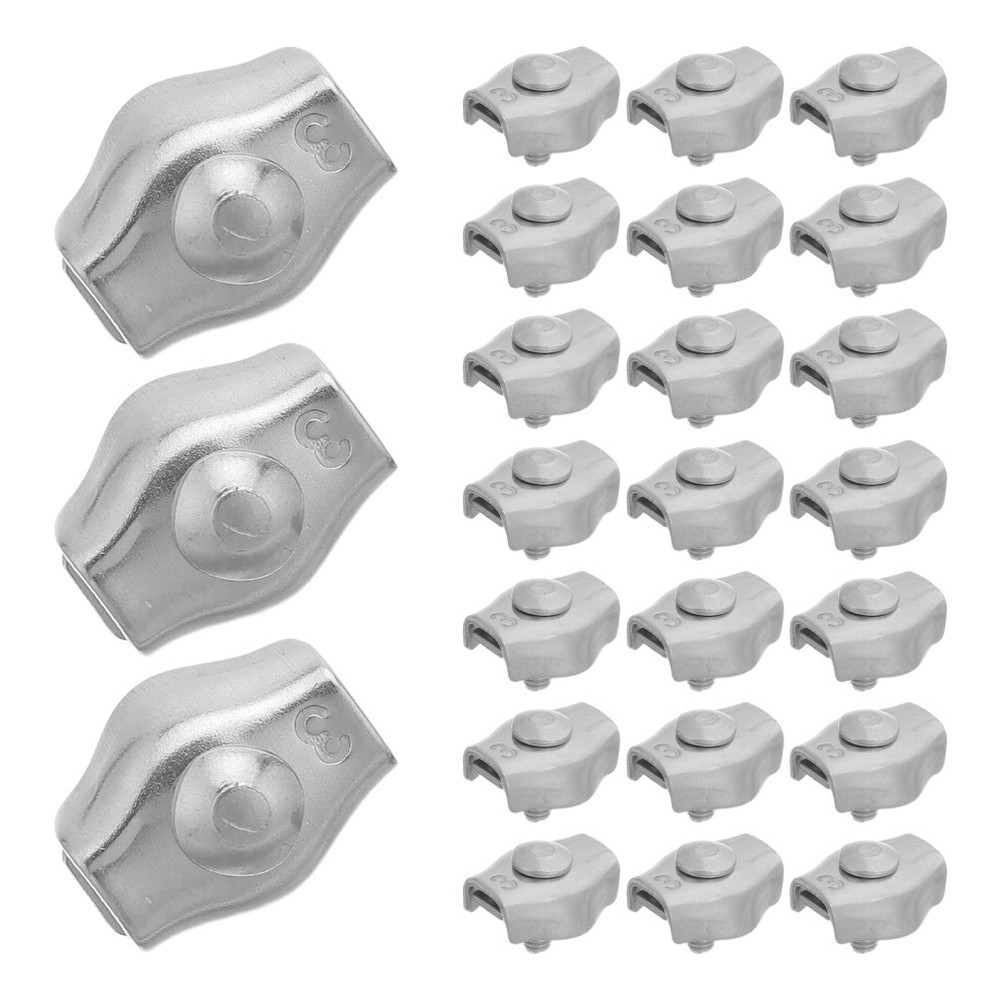24Pcs Stainless Steel Wire Rope Saddle Clips for Heavy Duty Outdoor Wire Clamp