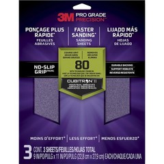 3M 9″ x 11″ Coarse (80 Grit) Pro Grade Precision Faster Sanding Sheets (3pk)