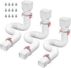 3 Pack white Rain Gutter Downspout Extensions Flexible,Drain Downspout Extend…