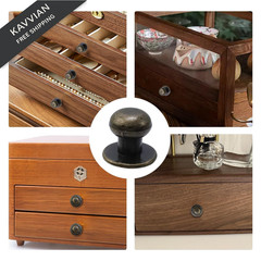 Antrader Mini Box Cabinet Knob Metal Round Head Pull Handle Knobs for Bronze