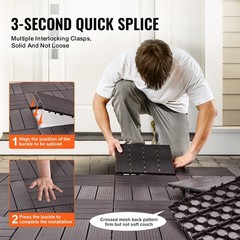 Interlocking Deck Tiles, 54 Pack,12″x12″ 54 sq. ft Plastic Waterproof Outdoor Fl