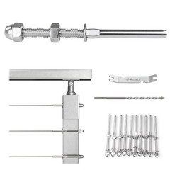 Muzata 10 Pack 1/8″ Cable Railing Hardware Kit Hand For 2×2 Post, Silver