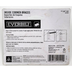 Everbilt Zinc Plated Metal Inside Corner Braces Reinforcement 3-1/2″ – 347 162