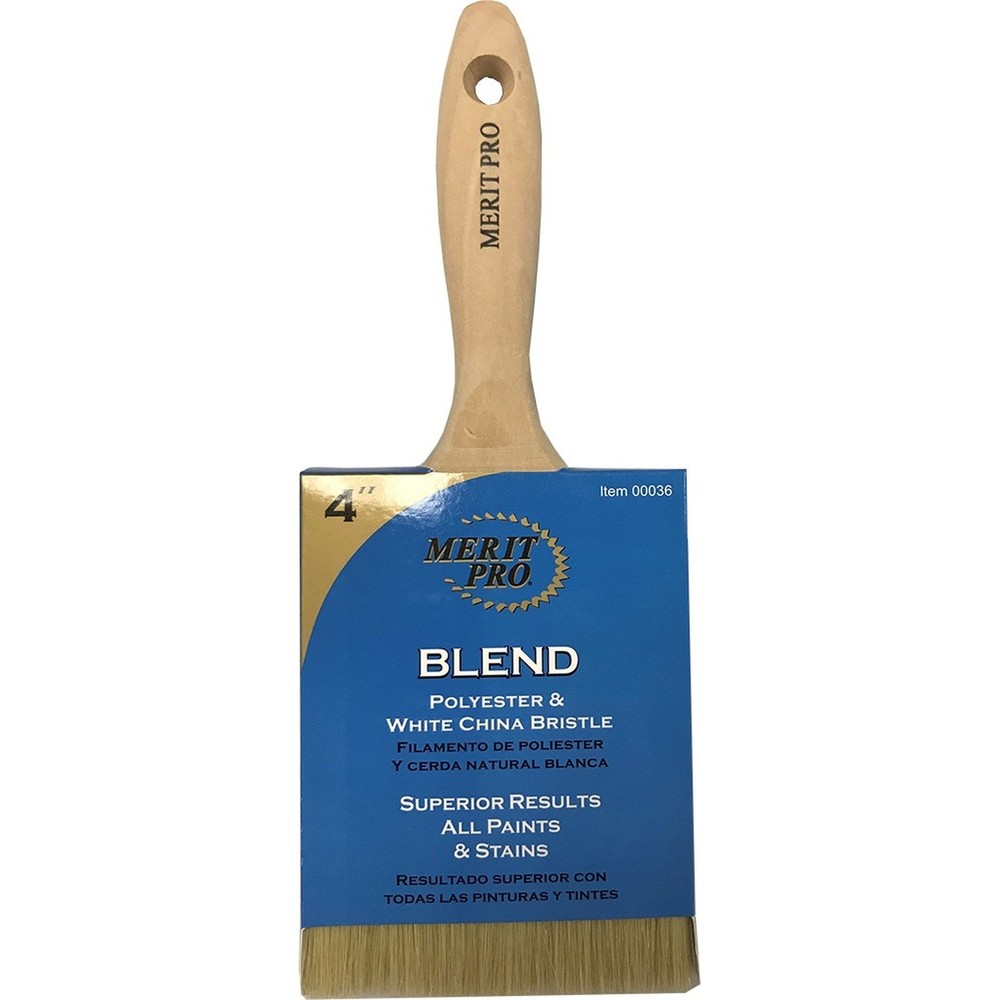 Merit Pro 00036 4″ White China Bristle Polyester Beavertail Brush-1PK