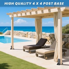 6×6 Post Base Anchors Inner Size 5.6×5.6 Inch Black Deck Rail Brackets 2 PC