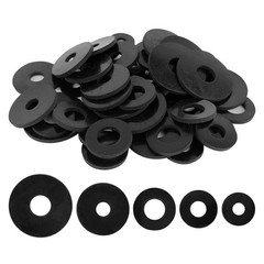 100 Pcs Rubber Washers Assortment Kit 16/18/20/25/30mm (5 5 Sizes, Black