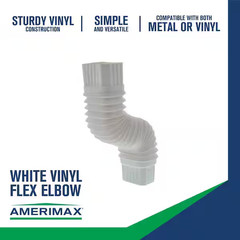 Flex-Elbow 3 In. X 4 In. White Vinyl Downspout Elbow