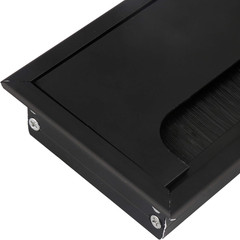 16Cm Black Aluminum Alloy Table Desk Rectangle Wire Cable Grommet Hole Cover Out