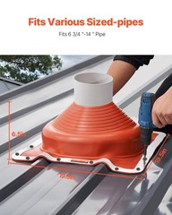 2Pcs Roof Pipe Flashing Boots, Fit Pipe OD 6-3/4″ to 14″, Flexible Silicone Roof
