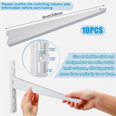 10 Pack 9” Adjustable Shelf Brackets Double Track White Heavy Duty Steel New