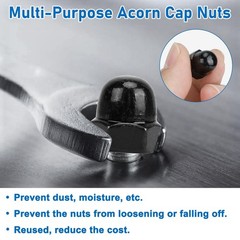 88pcs Black Metric Kits Acorn Cap Nuts, 304 (18-8) Stainless Steel M3 M4 M5 M…
