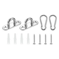 2 Pcs Pad Eye Plate, 1.8 Inch Stainless Steel Ceiling U Hooks with Screw, Silver