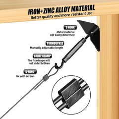 Aldmio Anti Sag Gate Kits For Wooden Fence Door Support Cable Kit In Zinc Black