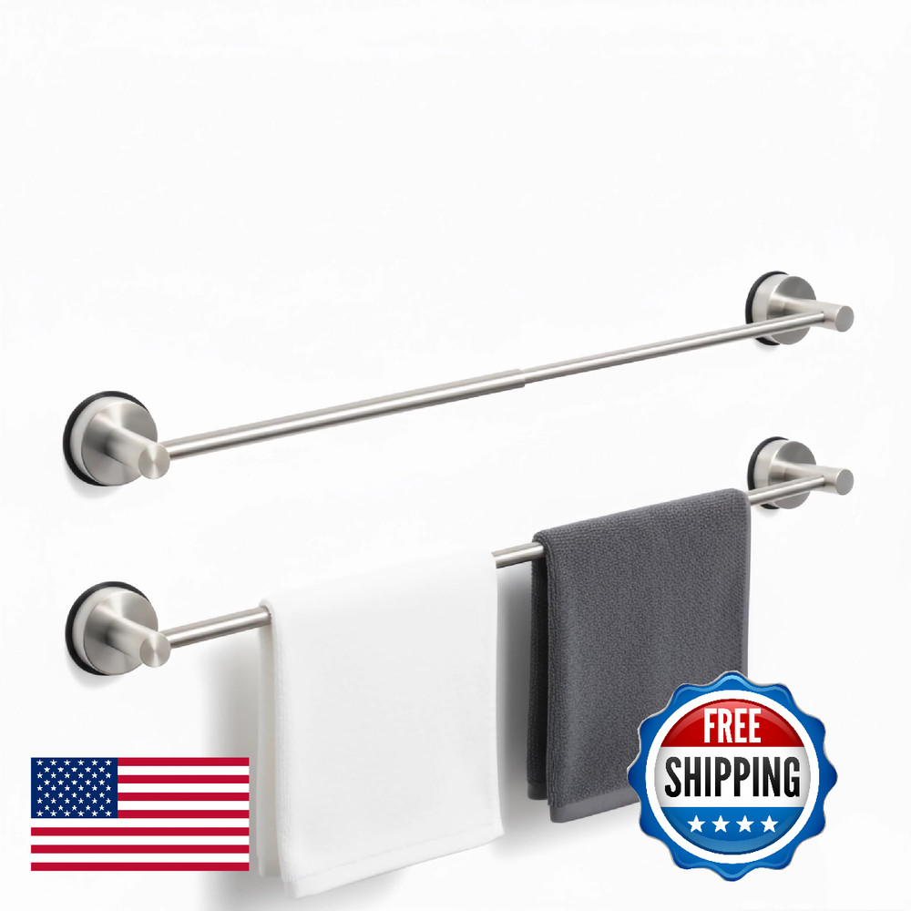 Generic Suction Cup Towel Bar 17-28 Inch Adjustable Retractable Stainless Steel