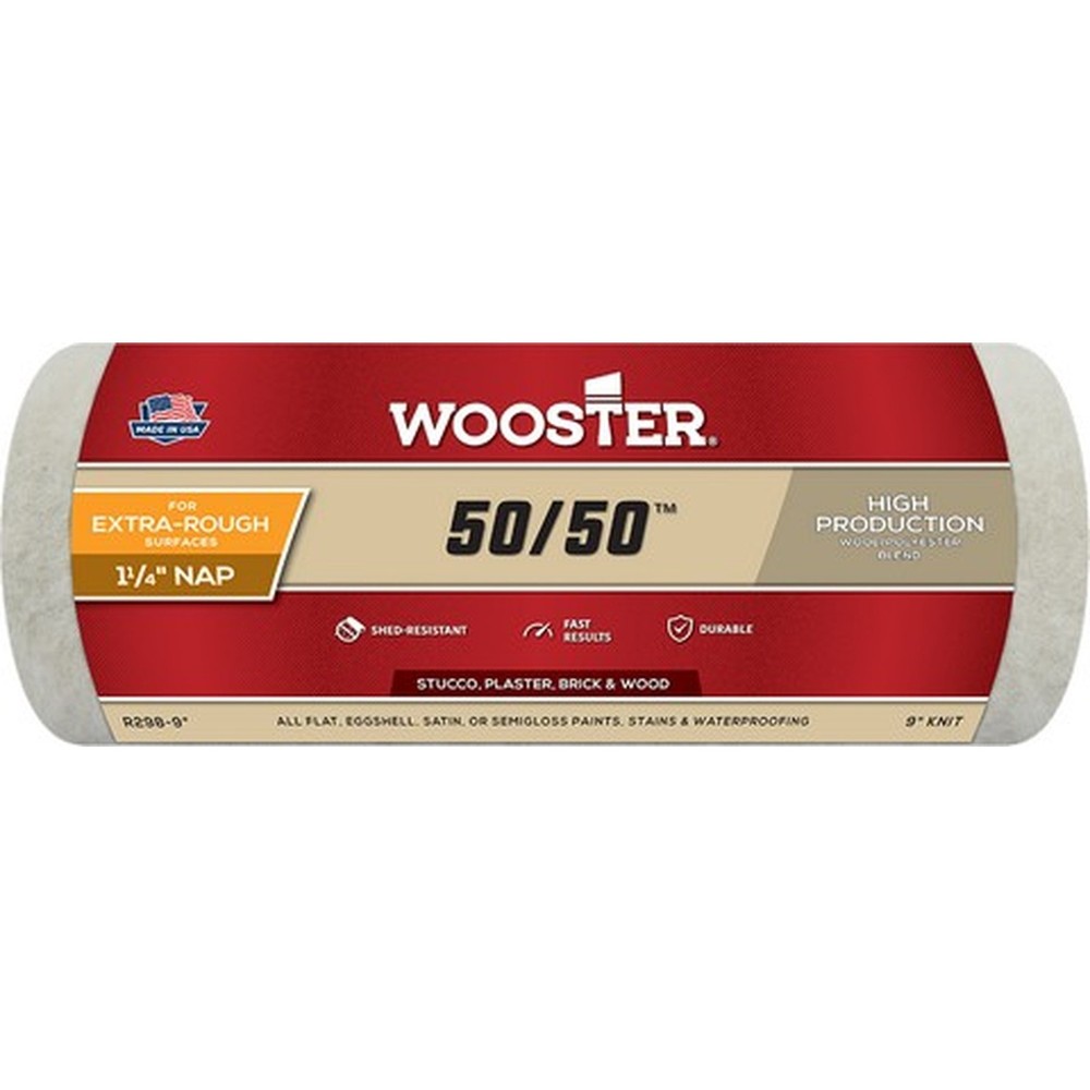Wooster R298 9″ x 1-1/4″ Nap 50/50 Roller Cover-1PK