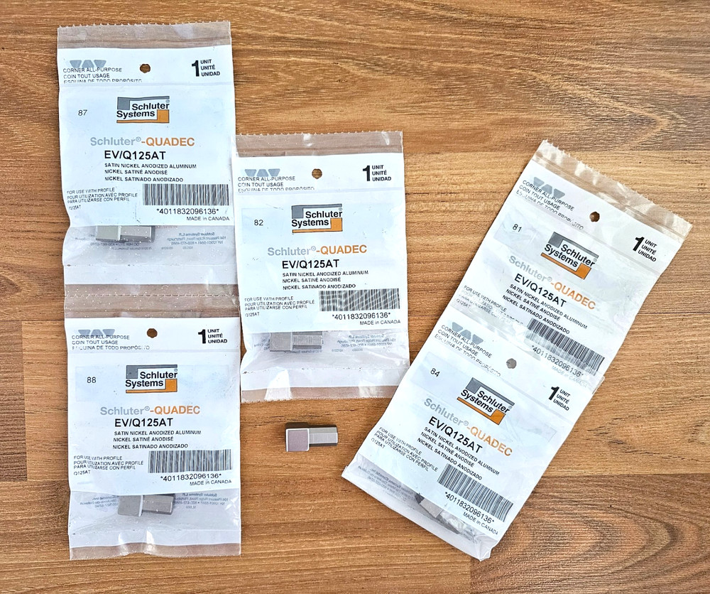 Lot of 5 Schluter QUADEC 3/8″ Inside/Outside Corner Satin Aluminum EV/Q100AE