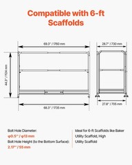 6 Foot Scaffolding Safety Guardrail, Rustproof Solid Carbon Steel Scaffold Guard