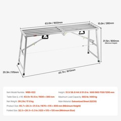 Work Platform, 4 Gear Adjustable Height, Folding Alloy Steel Step Ladder, Portab