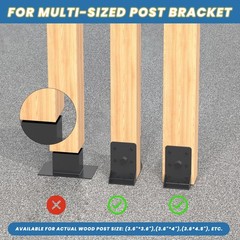 6×6 Post Base Anchors Inner Size 5.6×5.6 Inch Black Deck Rail Brackets 2 PC