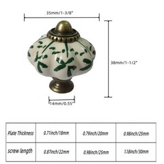 Ivory Green Ceramic Pumpkin Knobs Vintage Cabinet Drawer Pulls Set 4 Pcs L